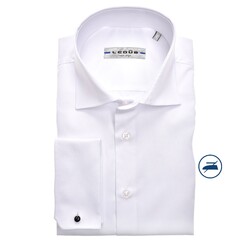 Ledûb Wide Spread Smoking Slim Fit Overhemd Wit