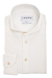 Ledûb Wide-Spread Solid Color Stretch Overhemd Antiekwit