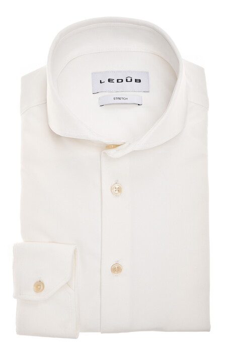 Ledûb Wide-Spread Solid Color Stretch Overhemd Antiekwit