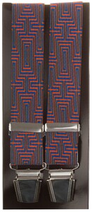 Lindenmann Geometric Pattern Suspenders Fine Orange