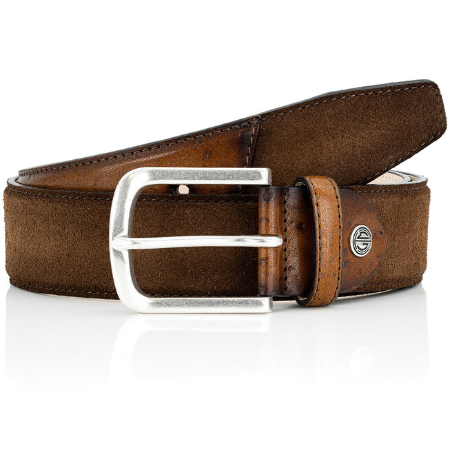 Lindenmann Sidney Luxury Contrast Suede Riem Bruin