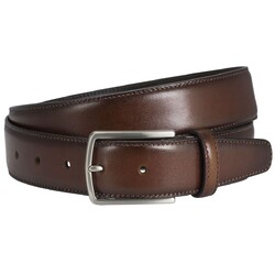 Lindenmann Smooth Stitched Belt Dark Cognac