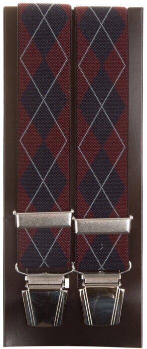 Lindenmann Two Toned Argyle Bretels Rood-Navy