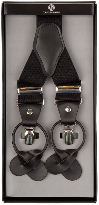 Lindenmann Y-Shape Leather Bretels Zwart