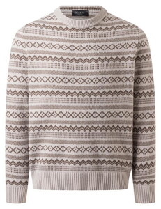 Maerz Allover Multi Pattern Knit Round Neck Trui Autumn Stone