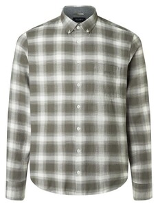 Maerz Button Down Check Pattern Light Flannel Shirt Foggy Teal