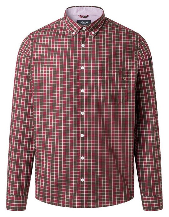 Maerz Check Button-Down Cotton Overhemd Mellow Cherry