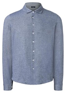 Maerz Cotton Jersey Kent Collar Overhemd Navy