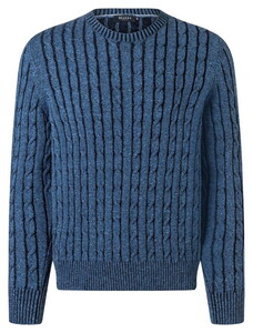 Maerz Cotton Linnen Cable Knit Trui Dawn Blue