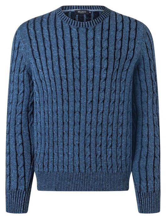 Maerz Cotton Linnen Cable Knit Trui Dawn Blue