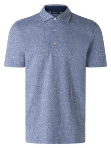 Maerz Cotton Linnen Faux Uni Subtle Texture Polo Navy
