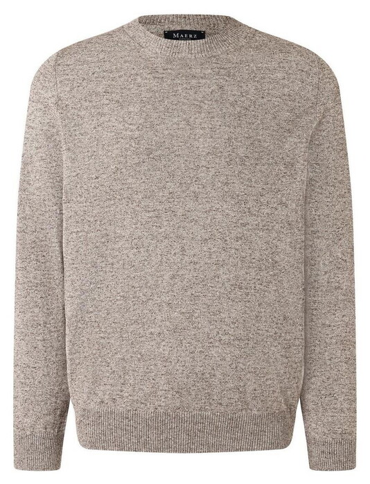Maerz Cotton Linnen Subtle Texture Round Neck Trui Pale Brown