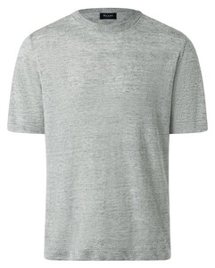 Maerz Crew Neck Faux-Uni Linen Short Sleeve Pullover Clear Silver