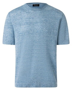 Maerz Crew Neck Faux-Uni Linnen Short Sleeve Trui Blue Sky