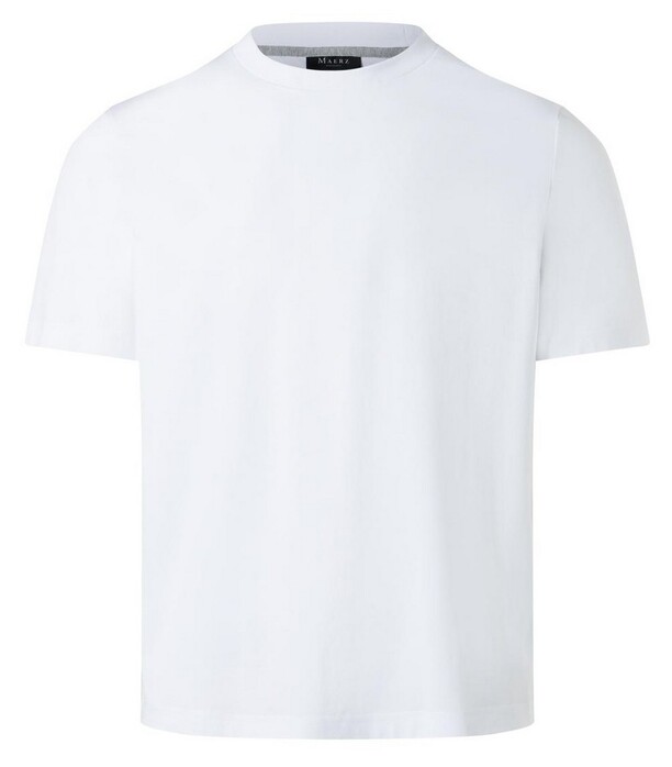 Maerz Crew Neck Short Sleeve Uni Color Cotton T-Shirt Pure White