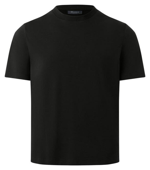 Maerz Crew Neck Short Sleeve Uni Color Cotton T-Shirt Zwart