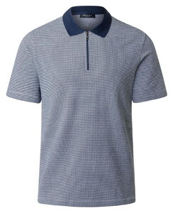 Maerz Fine Abstract Fantasy Pattern Subtle Cotton Stretch Polo Dawn Blue