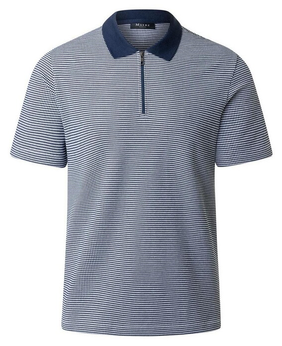 Maerz Fine Abstract Fantasy Pattern Subtle Cotton Stretch Polo Dawn Blue