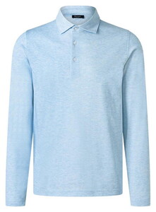 Maerz Fine Cotton Long Sleeve Faux-Uni Poloshirt Polar Blue