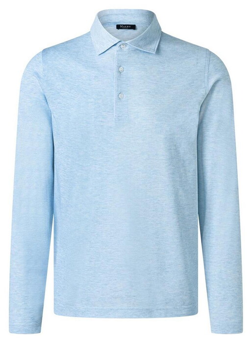 Maerz Fine Cotton Long Sleeve Faux-Uni Poloshirt Polar Blue
