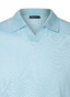 Maerz Fine Stripe No Button Polo Collar Bright Aqua