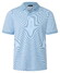 Maerz Fine Stripe No Button Polo Collar Polo Blue Sky