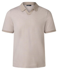 Maerz Fine Stripe No Button Polo Collar Poloshirt Frappuccino