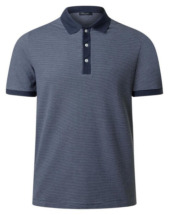 Maerz Fine Stripe Pattern Cotton Polo Dawn Blue