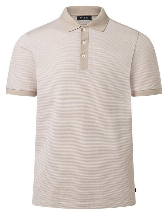 Maerz Fine Stripe Pattern Cotton Polo Frappuccino