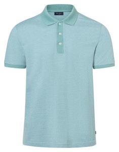 Maerz Fine Stripe Pattern Cotton Poloshirt Bright Aqua