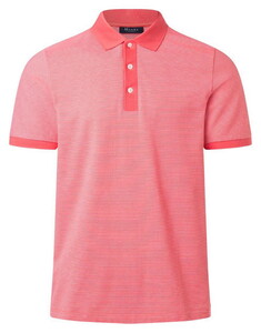 Maerz Fine Stripe Pattern Cotton Poloshirt Shiny Flamingo