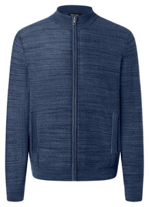 Maerz Fine Structure Wool-Cotton Blend Cardigan Navy