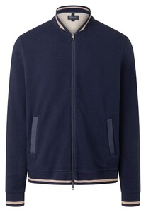 Maerz Fine Texture Striped Contrast Details Cardigan Deep Sea