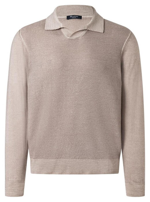 Maerz Fine Wool Texture Knit No Button Polo Collar Pullover Cedar Wood