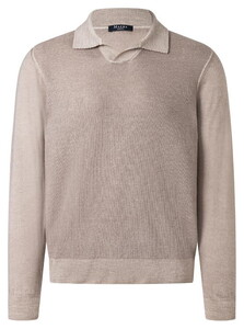 Maerz Fine Wool Texture Knit No Button Polo Collar Trui Cedar Wood