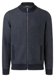 Maerz Full Zip Fine Texture Knit Vest Navy