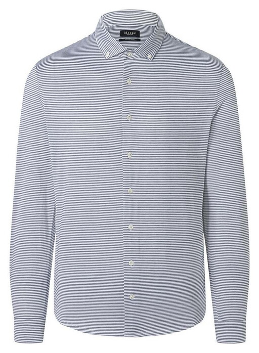 Maerz Horizontal Textured Stripe Mercerized Cotton Button-Down Overhemd Dawn Blue
