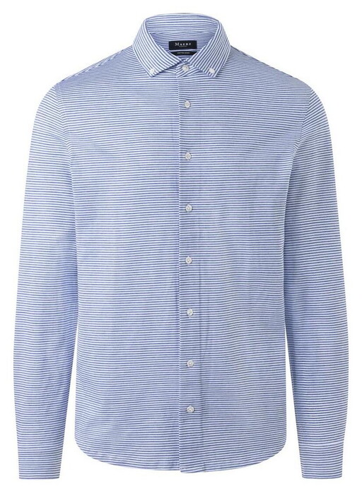 Maerz Horizontal Textured Stripe Mercerized Cotton Button-Down Overhemd Neptun