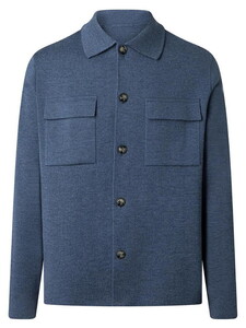 Maerz Knit Cardigan Merino Extrafine Double Chest Pocket Nimes Blue