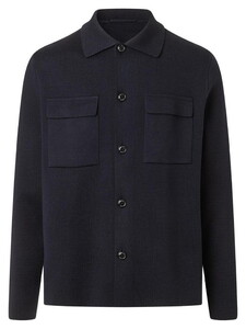 Maerz Knit Cardigan Merino Extrafine Double Chest Pocket Vest Navy