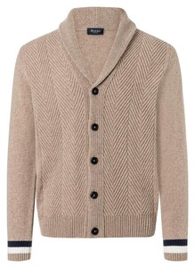 Maerz Large Herringbone Knit Pattern Shawl Collar Vest Hazelnoot
