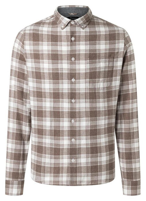 Maerz Light Flanel Cotton Check Button-Down Overhemd Brownie