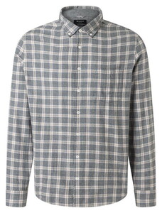 Maerz Light Flanel Herringbone Check Button-Down Overhemd Shark Skin