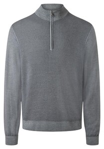 Maerz Luxury Merino Extrafine Knit Zip-Up Mock Neck Pullover Grey Rock