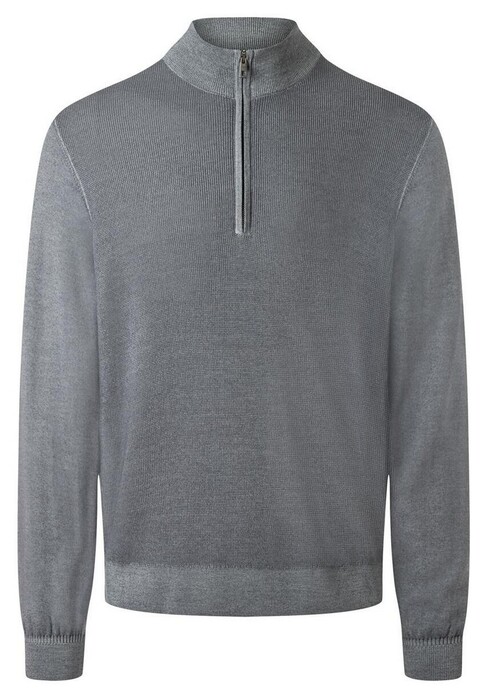 Maerz Luxury Merino Extrafine Knit Zip-Up Mock Neck Pullover Grey Rock