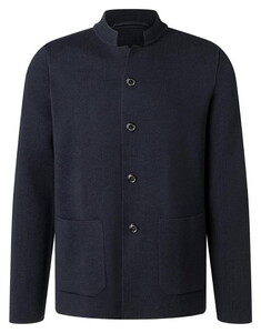 Maerz Luxury Merino Extrafine Milano Rib Knit Blazer Cardigan Navy