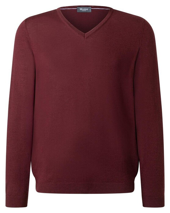 Maerz Luxury Merino Extrafine V-Neck Pullover Barolo Wine