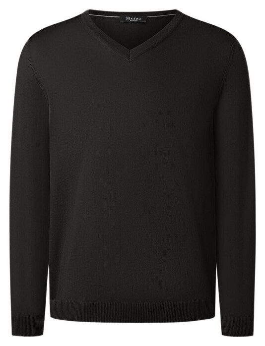 Maerz Luxury Merino Extrafine V-Neck Trui Zwart