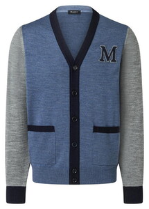 Maerz M Knit Colored Details Merino Superwash Cardigan Nimes Blue