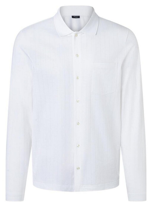 Maerz Mercerized Cotton Striped Jacquard Overhemd Pure White
